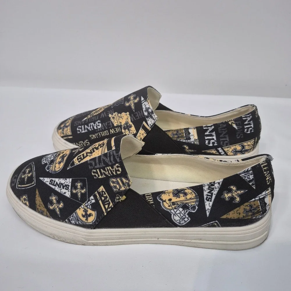 Unbranded New Orleans Saints Slip On Sneakers Womens 10‎ Black Gold Good